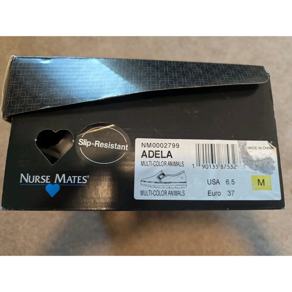 NIB Nurse Mates Adela Multi Color Animals Slip On Slip Resistant Size 6.5 - Picture 6 of 7